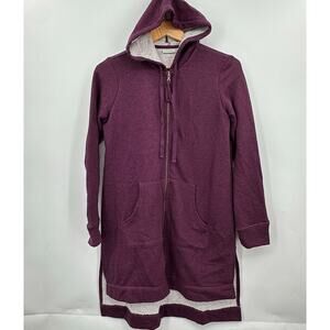 LOGO Lounge Lori Goldstein Hooded Long Jacket XXS Black Cherry Zip Sweatshirt